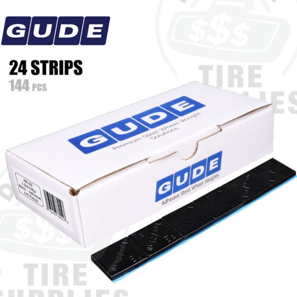 Gude | Steel 1.00 oz FE Stick-On Adhesive Tape Wheel Weight | Steel Coated - Black- 144 PC. Box