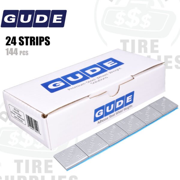 Gude | Steel 1.00 oz FE Stick-On Adhesive Tape Wheel Weight | Steel Coated - Silver - 144 PC. Box