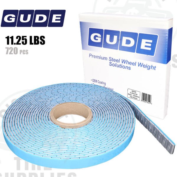 Gude | Steel 1/4 oz (0.25 oz) FE Stick-On Adhesive Tape Wheel Weight Roll | 720 pcs | Steel | Coated | Silver