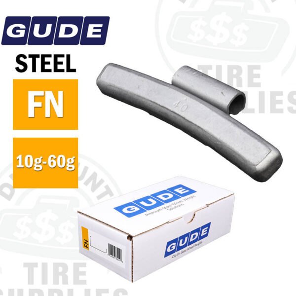 Gude | FN Style Clip-On Wheel Weights for Aluminum Alloy Rims, Steel Coated - 25 per Box