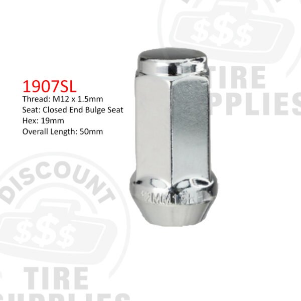 Chrome Bulge Acorn Long 3/4″ Hex Lug Nut - Thread Size 12mm x 1.50 - 1907SL