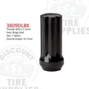 Black Duplex Long Spline Acorn Lug Nut for Dodge - Thread Size M14 x 1.50 - 3809DLBK
