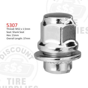 Chrome Medium Mag OEM Factory Lug Nut with Washer - Thread Size 12mm x 1.50 - 5307