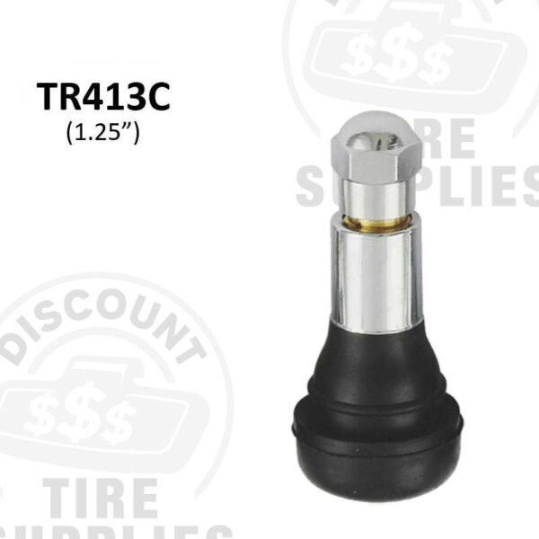 1.25" Chrome Sleeve Rubber Snap-In Valve Stem - TR-413C