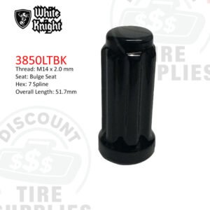 White Knight | Black Duplex 7 Spline Acorn Long Lug Nut - 3850LTBK