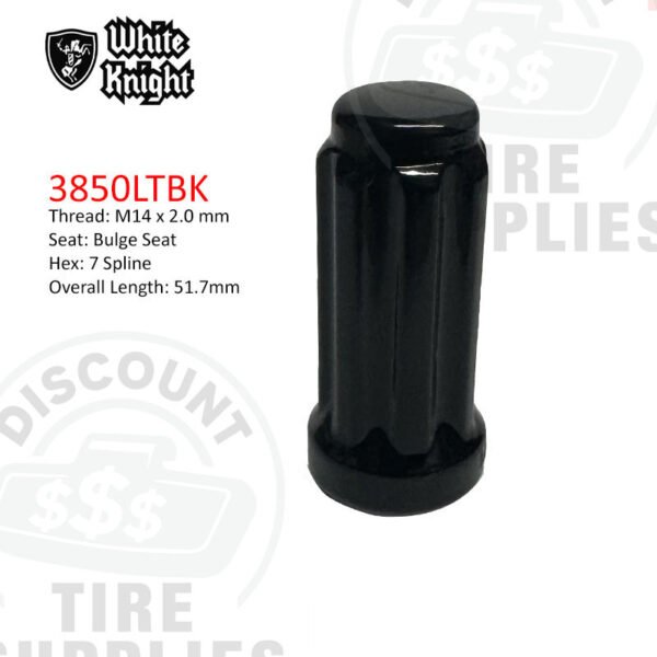 White Knight | Black Duplex 7 Spline Acorn Long Lug Nut - 3850LTBK