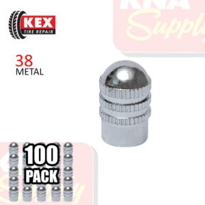 Kex Tire Repair | Chrome Metal Dome Valve Cap - 100 Pack - 38