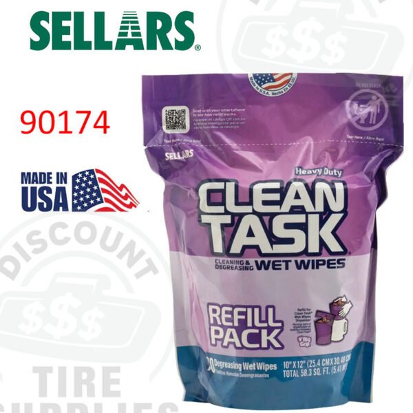 Sellars | Clean Task™ Cleaning & Degreasing Wet Wipe Refill Pack, Red, 70 Sheets - 90174