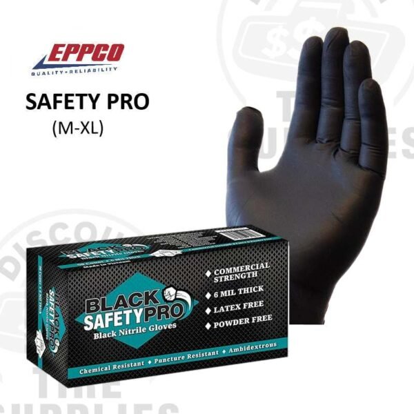 Eppco | Safety Pro® Nitrile Gloves, Powder Free, 6 mil, Black Gloves