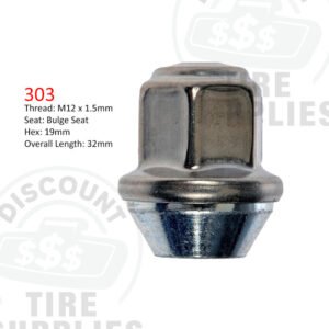 Chrome Bulge Seat Lug Nut For Ford Fusion - Thread Size 12mm x 1.50 - 303