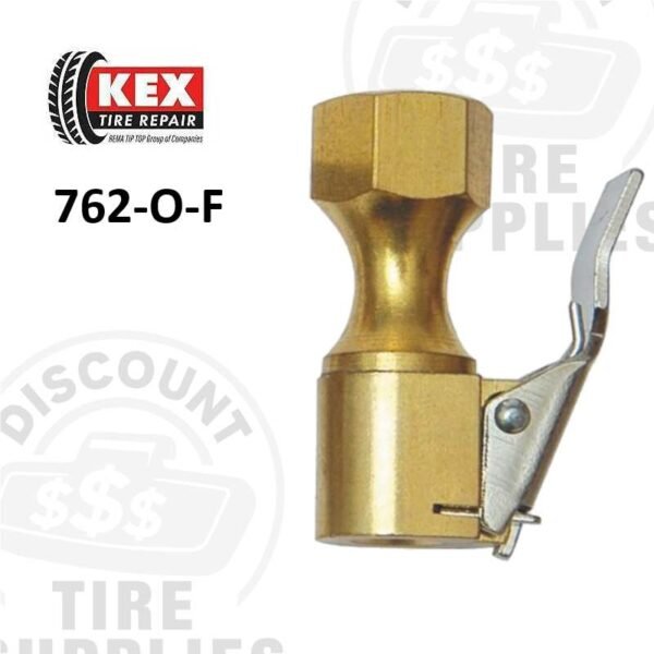 Kex Tire Repair | European-Style Clip-On Flow Thru Air Chuck - 1/4 Female NPT (Open Style) - 762-O-F