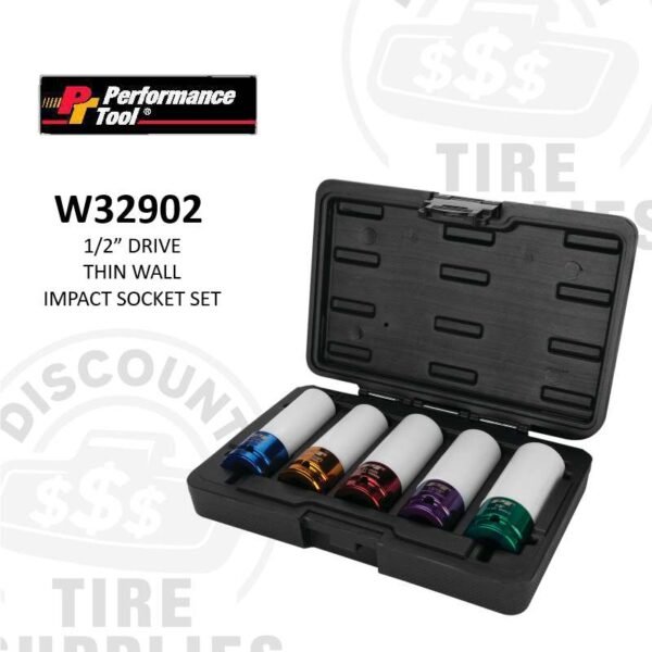 5 Pc. 1/2" Drive Thin Wall Impact Socket Set - W32902