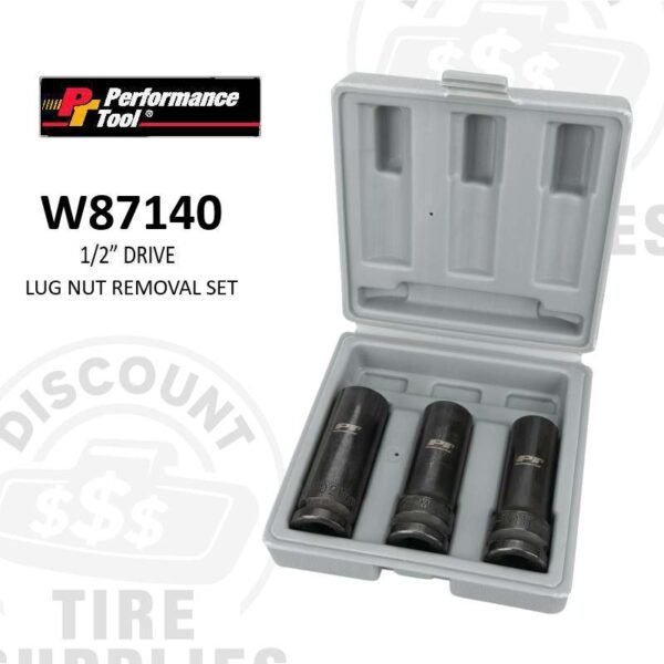 3 Pc. 1/2" Drive Damaged Lug Nut Sockets - W87140